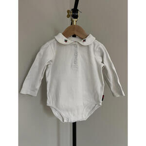 Vintage Rainbow Tag 1998 Gymboree Floral Embroidered Long Sleeve Bodysuit 18-24M